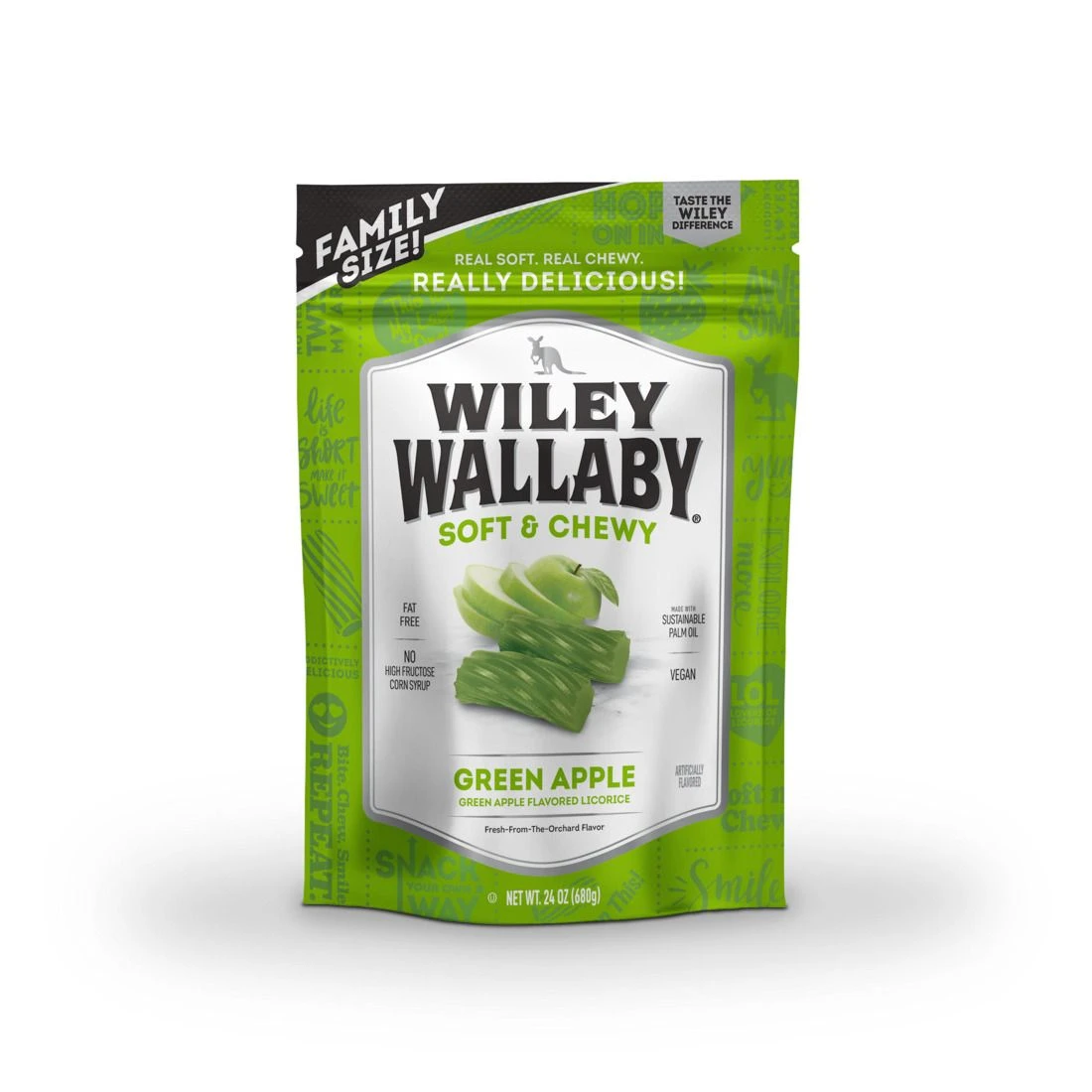 Wiley Wallaby Green Apple Licorice, 120149, 24 OZ 3 Wiley Wallaby Green Apple Licorice, 120149, 24 OZ