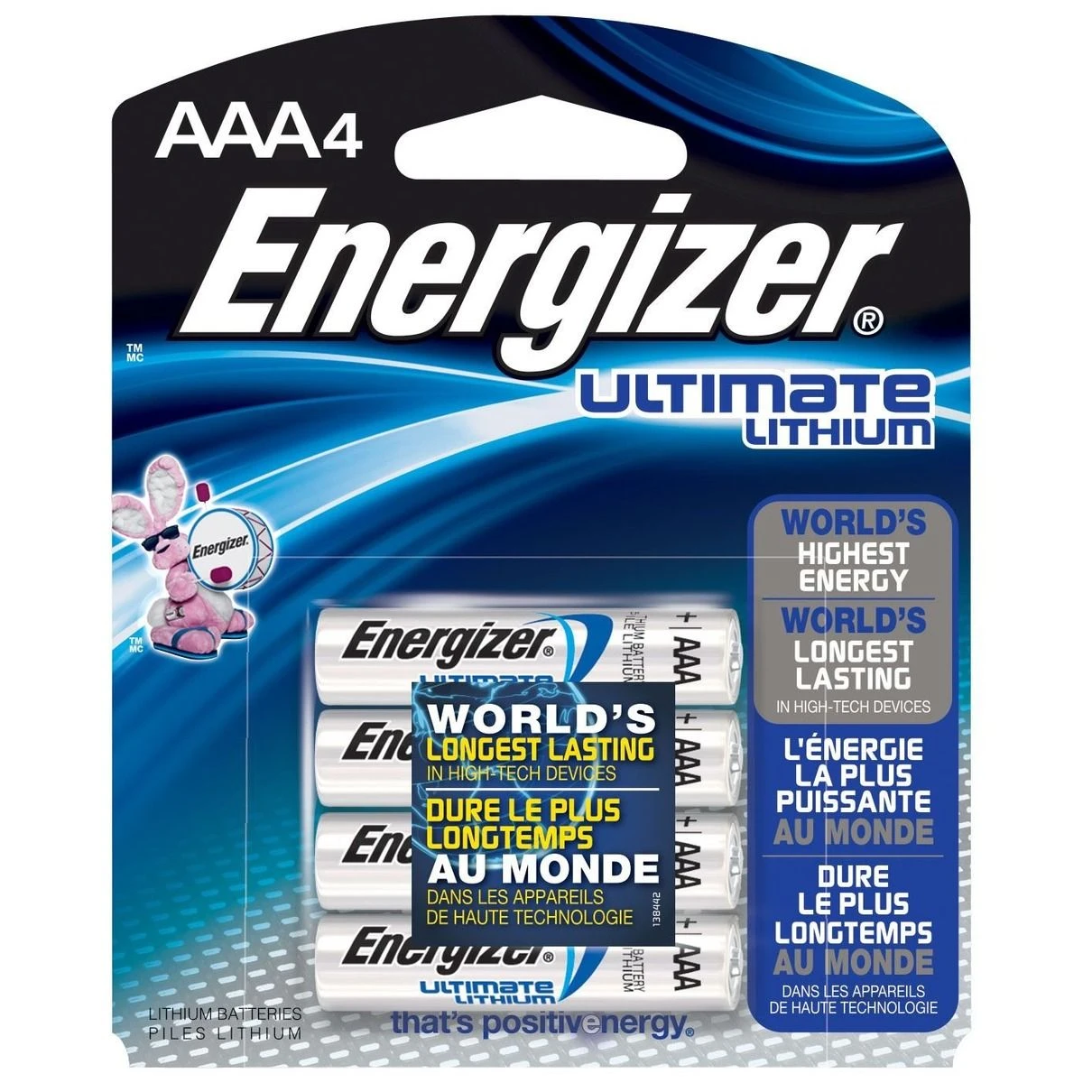 Energizer Ultimate Lithium Battery, 4-Pack, L92SBP-4, AAA 3 Energizer Ultimate Lithium Battery, 4-Pack, L92SBP-4, AAA