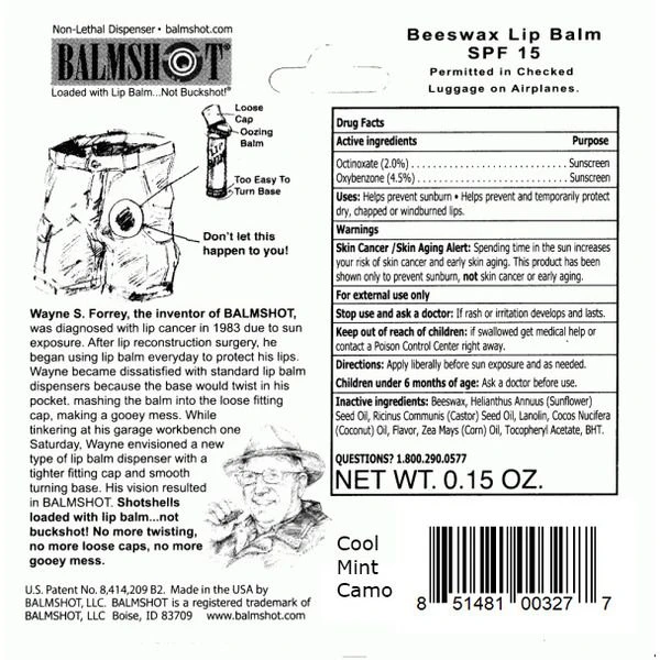 Balmshot Cool Mint Camo Lip Balm, 851481003215 4 Balmshot Cool Mint Camo Lip Balm, 851481003215 - Image 2