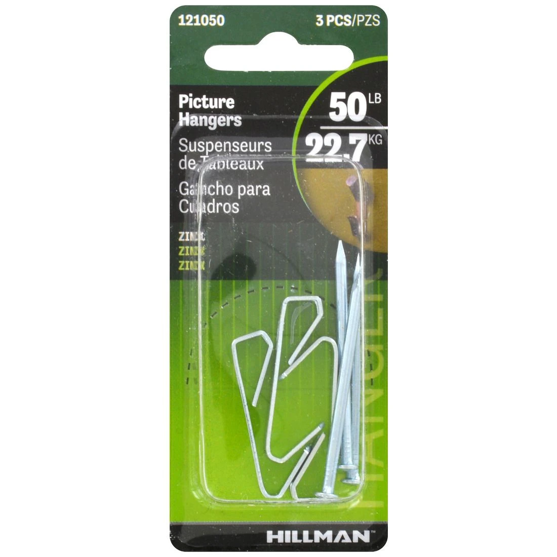 Hillman 50 LB Zinc Plated Conventional Picture Hangers with Nails, 121050 4 Hillman 50 LB Zinc Plated Conventional Picture Hangers with Nails, 121050 - Image 2