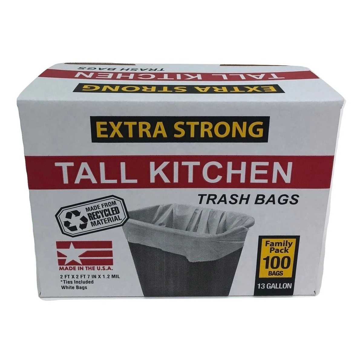 Jadcore Tall Kitchen Trash Bags, White, 100-Count, 13-JAD, 13 Gallon 3 Jadcore Tall Kitchen Trash Bags, White, 100-Count, 13-JAD, 13 Gallon