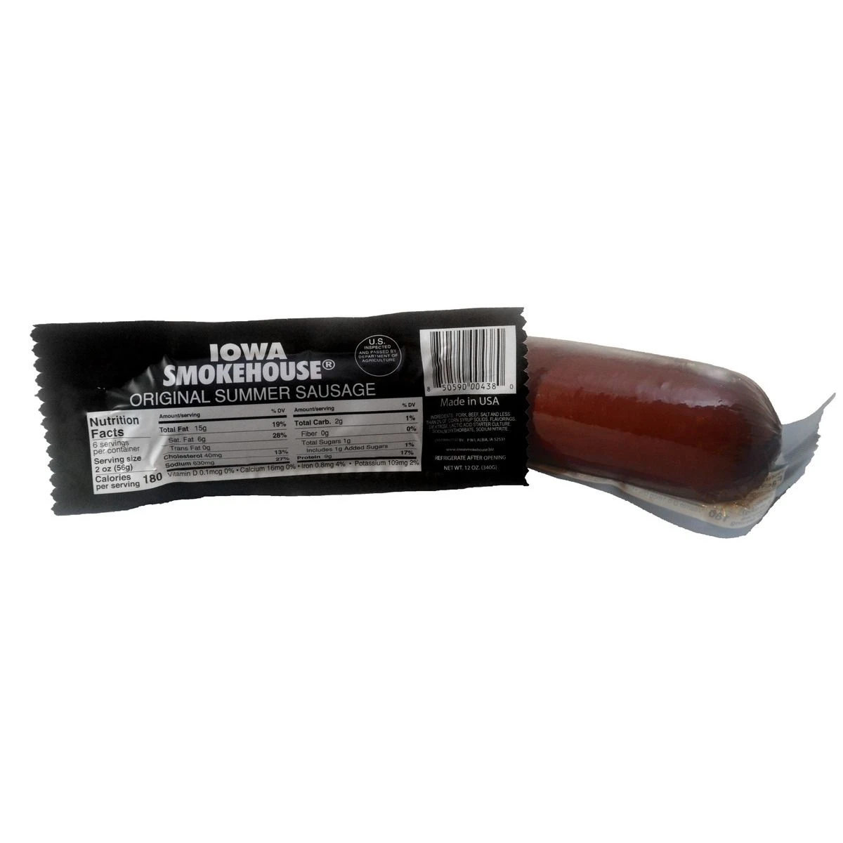 Iowa Smokehouse Original Summer Sausage, IS-SS12O, 12 OZ 3 Iowa Smokehouse Original Summer Sausage, IS-SS12O, 12 OZ