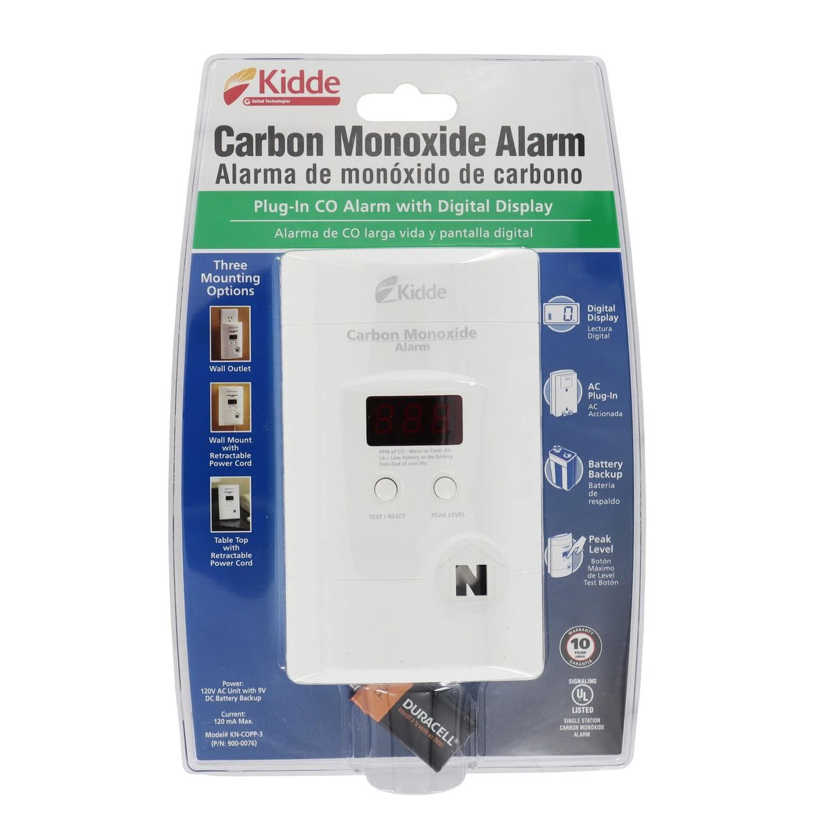 Kidde Carbon Monoxide Alarm with Digital Display, 900-0076-01 3 Kidde Carbon Monoxide Alarm with Digital Display, 900-0076-01