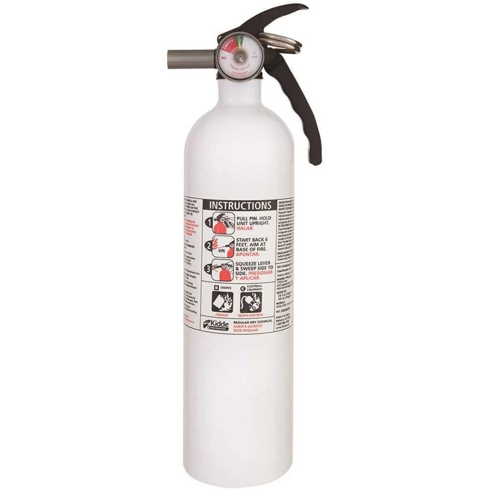 Kidde 10-B:C rated BC Fire Extinguisher with Wall Hook, Designed for kitchen use, White, 21005753MTL 3 Kidde 10-B:C rated BC Fire Extinguisher with Wall Hook, Designed for kitchen use, White, 21005753MTL