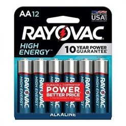 Rayovac High Energy Alkaline Batteries, 12-Pack, 815-12K, AA