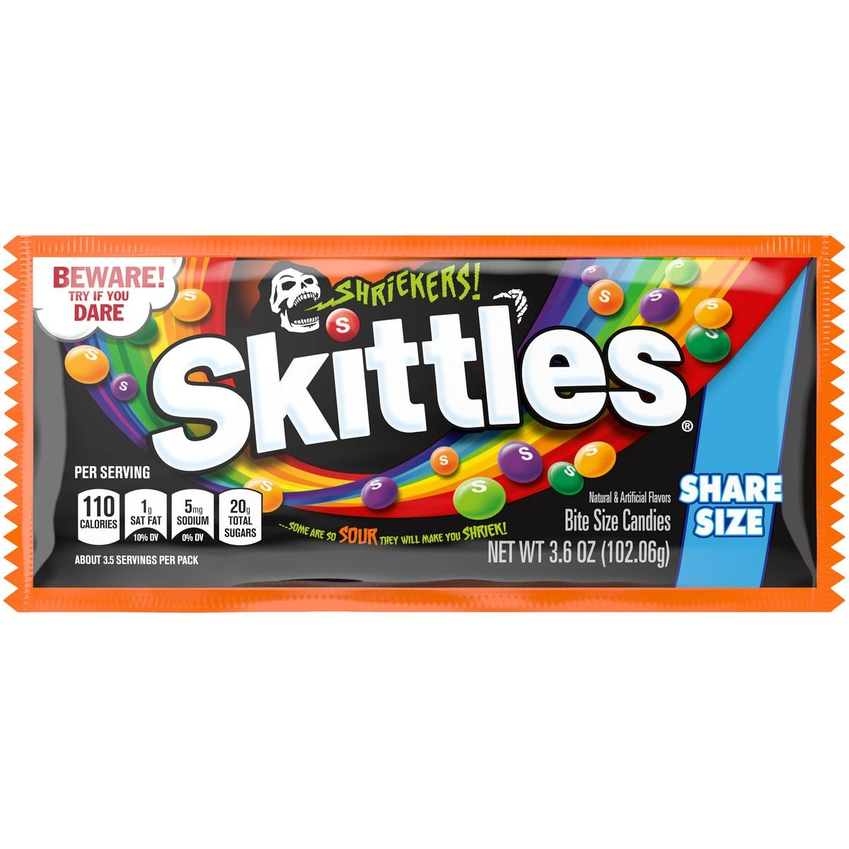 Skittles Shriekers Sour Candy, 421464, 3.6 OZ 3 Skittles Shriekers Sour Candy, 421464, 3.6 OZ
