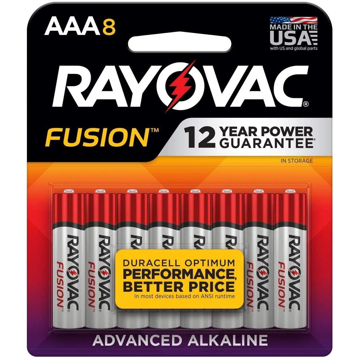 Rayovac Fusion Performance Alkaline, 8-Pack, 824-8TFUSK, AAA 3 Rayovac Fusion Performance Alkaline, 8-Pack, 824-8TFUSK, AAA
