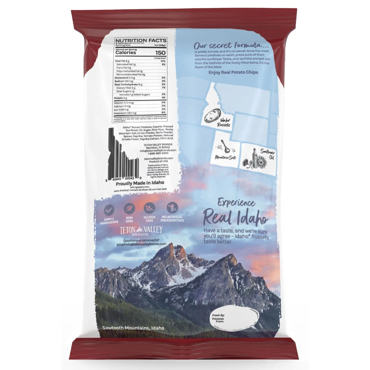 Teton Valley Backcountry Barbeque Real Potato Chips, 104081, 8 OZ 4 Teton Valley Backcountry Barbeque Real Potato Chips, 104081, 8 OZ - Image 2