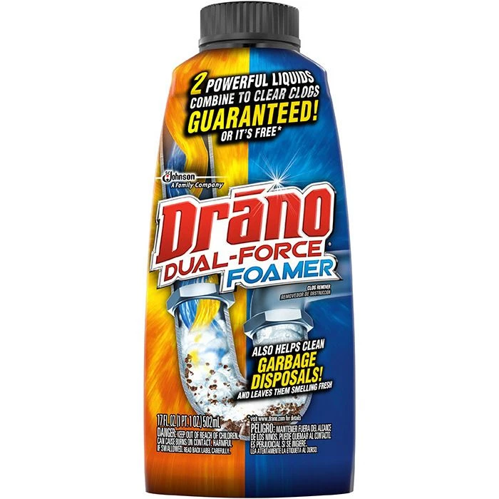 Drano Dual Force Foamer Drain Cleaner, 14768, 17 OZ 3 Drano Dual Force Foamer Drain Cleaner, 14768, 17 OZ