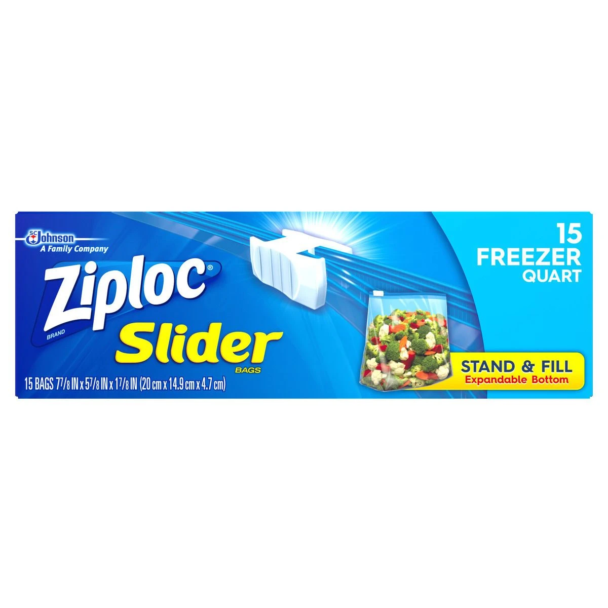 Ziploc Easy Slider Zipper Freezer Storage Bags, 15-Count, 2256, 1 Quart 3 Ziploc Easy Slider Zipper Freezer Storage Bags, 15-Count, 2256, 1 Quart