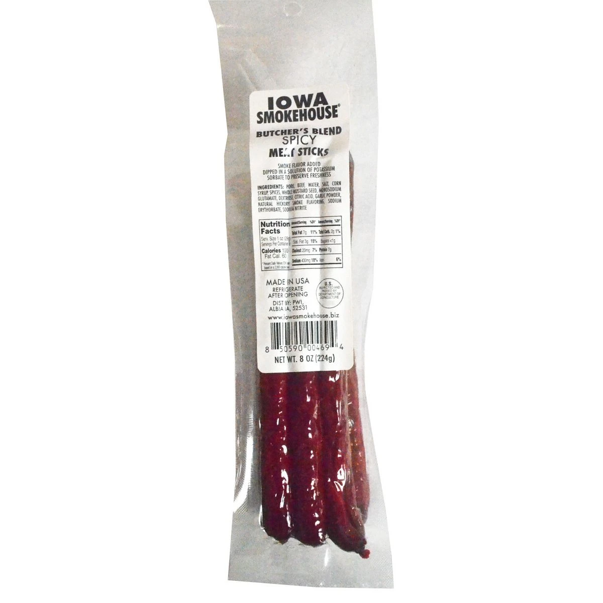 Iowa Smokehouse Butcher's Blend Meat Sticks Spicy, IS-BB8S, 8 OZ 3 Iowa Smokehouse Butcher's Blend Meat Sticks Spicy, IS-BB8S, 8 OZ